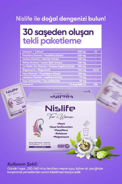 NİSLİFE Hayıt Tohumu, Soya İzoflavonları ve Passiflora İçeren Takviye Edici Gıda