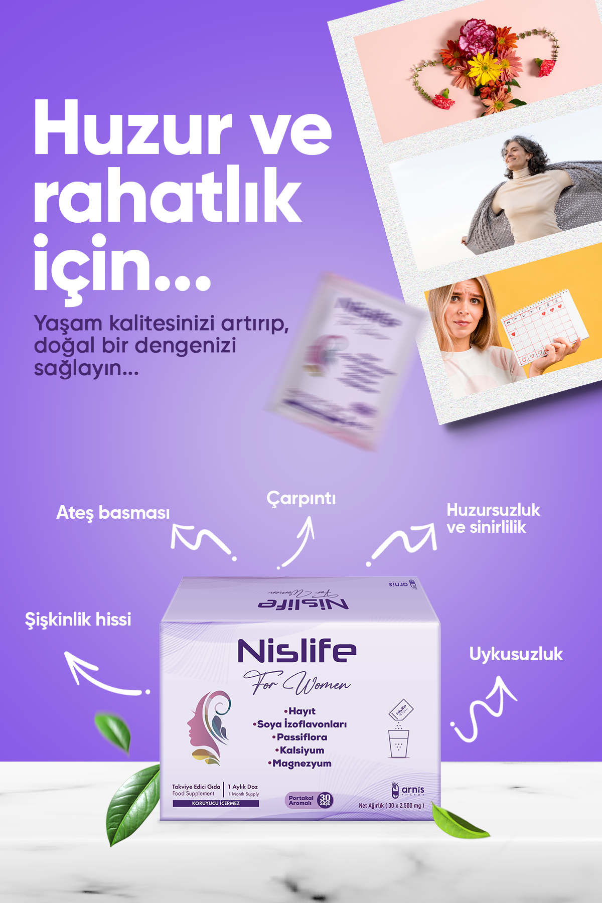 NİSLİFE Hayıt Tohumu, Soya İzoflavonları ve Passiflora İçeren Takviye Edici Gıda